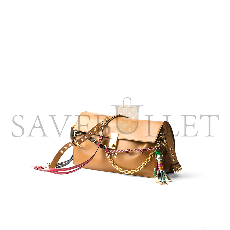 PRADA SOFT SOUND LARGE LEATHER SHOULDER BAG WITH CHARMS 1BD378 (35*19.5*10.5cm)